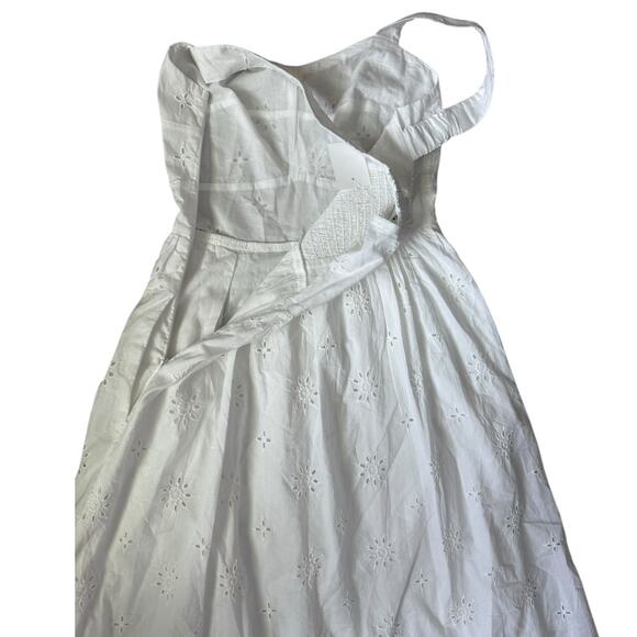 J.Crew Preppy Eyelet Midi Dress in‎ Bright White Pockets Size 00 - Picture 7 of 12